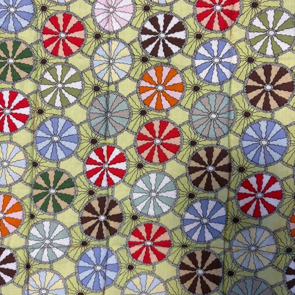 Handmade Patchwork Quilt Multi Pattern Geometric‎ Floral Red Blue Green 53x39